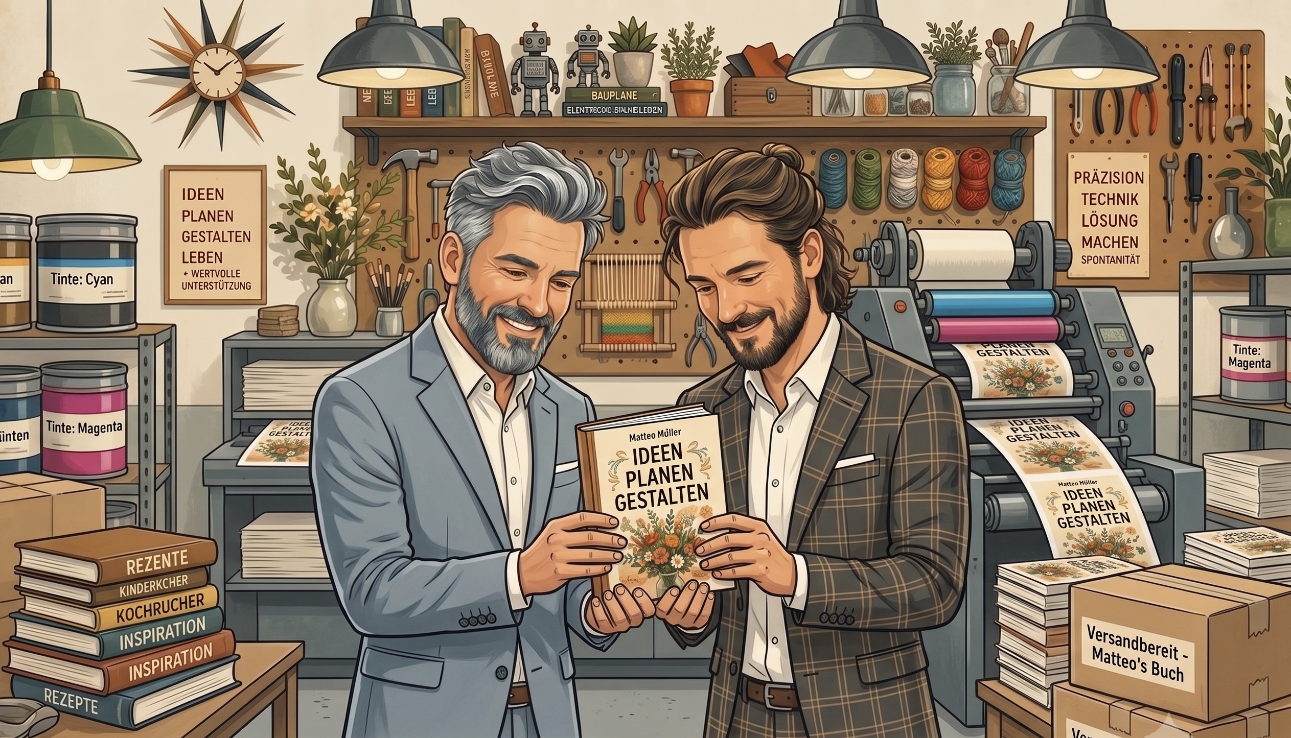 Matteo und Luis sind stolz. Von der ersten Idee über die Gestaltung bis zum fertigen Werk haben sie das Buch gemeinsam auf seinen Weg in die Welt gebracht.