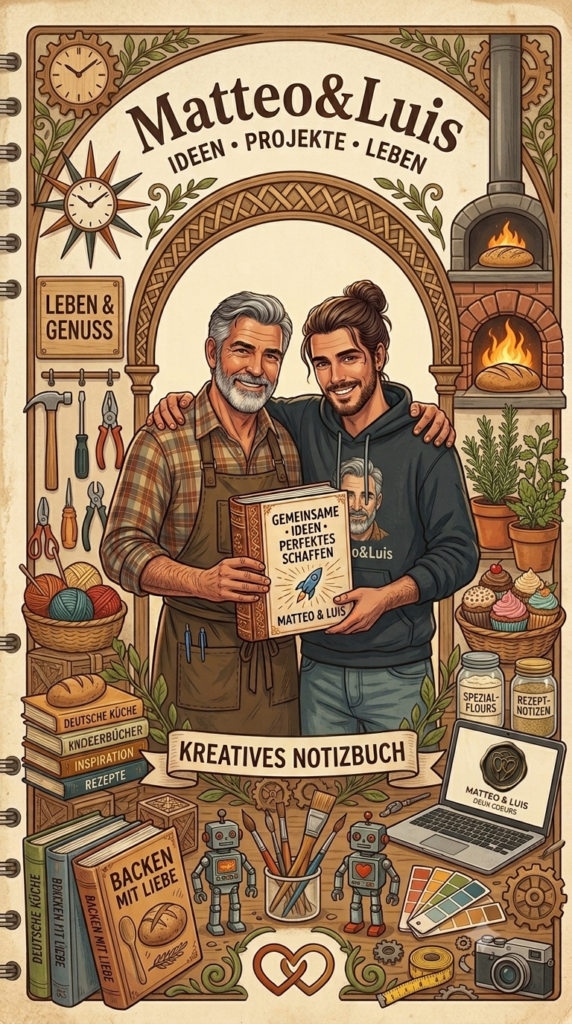 Das kreative Notizbuch von Matteo&Luis. Ein Ort für Gedanken, Pläne, Erinnerungen und kleine Ideen, die darauf warten, gemeinsam mit dir größer zu werden.