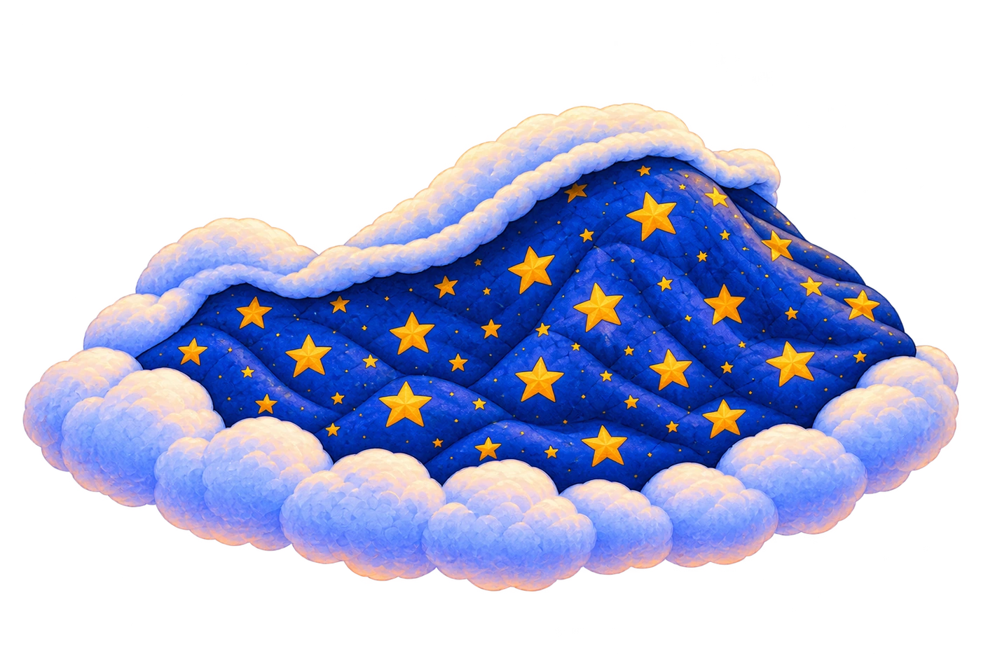 Blaue Sternendecke mit weichem Wolkensaum